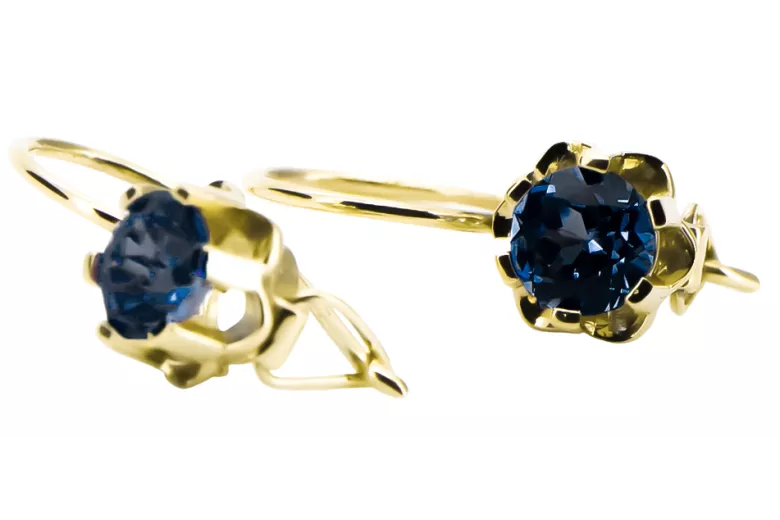 Bijoux vintage Des boucles d'oreilles Saphir Or jaune 14 carats vec019y